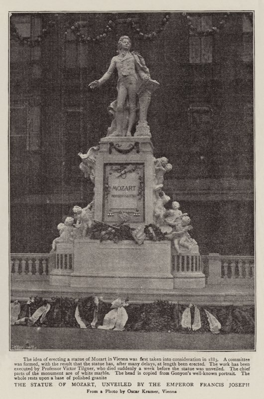Statuen af Mozart, afsløret af kejser Frans Joseph af English Photographer