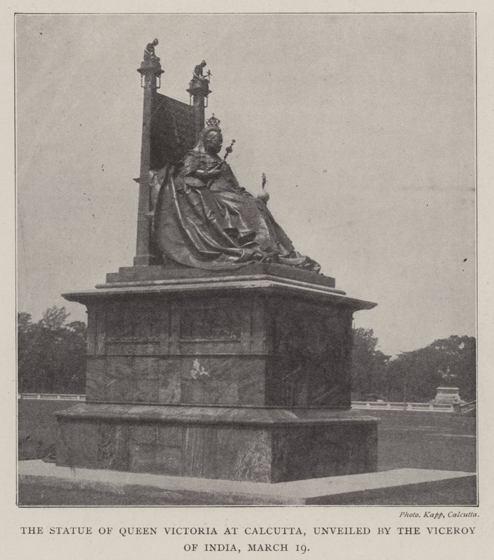 Statuen af dronning Victoria i Calcutta, afsløret af vicekongen i Indien, 19. marts af English Photographer