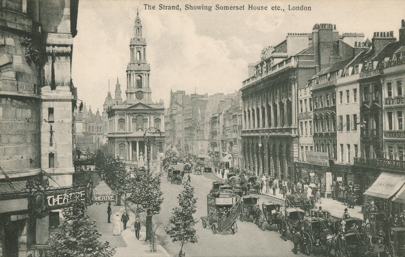 The Strand, med Somerset House og St Clement Danes, London af English Photographer