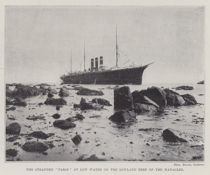 The Stranded Paris at Low Water på Lowland Reef of the Manacles af English Photographer