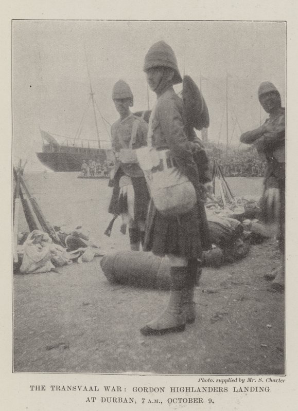 Transvaalkrigen, Gordon Highlanders lander i Durban, kl. 7, 9. oktober af English Photographer
