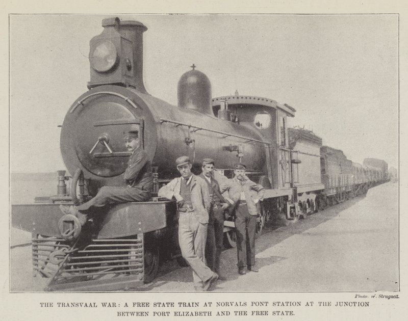 Transvaal-krigen, et fristatstog ved Norvals Pont Station ved krydset mellem Port Elizabeth og Free State af English Photographer