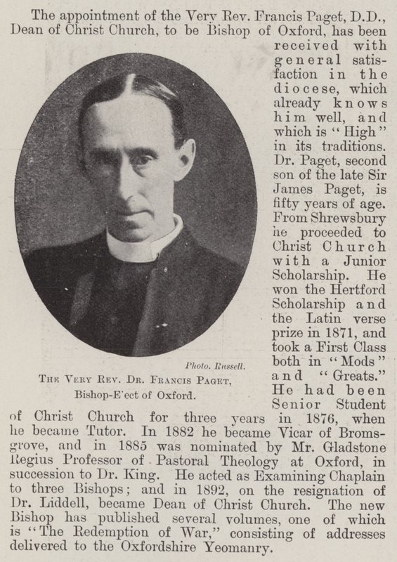 Den meget pastor dr. Francis Paget, udvalgte biskop af Oxford af English Photographer