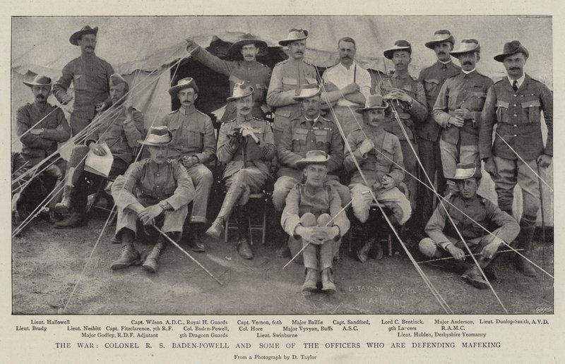 The War, oberst RS Baden-Powell og nogle af de officerer, der forsvarer Mafeking af English Photographer