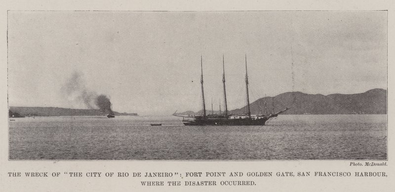 Vraget af byen Rio de Janeiro, Fort Point og Golden Gate, San Francisco Havn, hvor katastrofen fandt sted af English Photographer