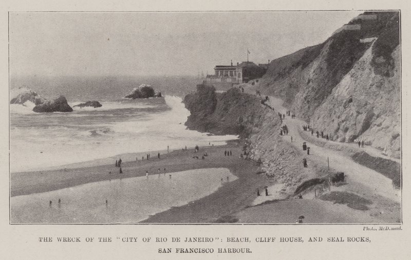 Vraget af byen Rio de Janeiro, stranden, Cliff House og Seal Rocks, San Francisco Havn af English Photographer