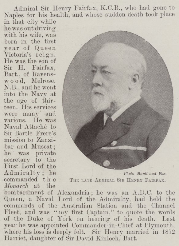 Den afdøde admiral Sir Henry Fairfax af English Photographer