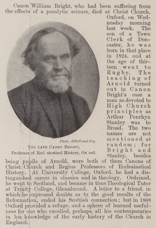 Den afdøde Canon Bright, professor i kirkehistorie, Oxford af English Photographer