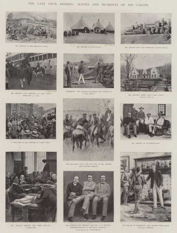 Den afdøde Cecil Rhodes, scener og hændelser i hans karriere af English Photographer