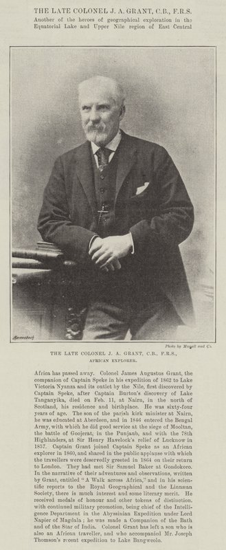 Den afdøde oberst J A Grant, CB, FRS, African Explorer af English Photographer
