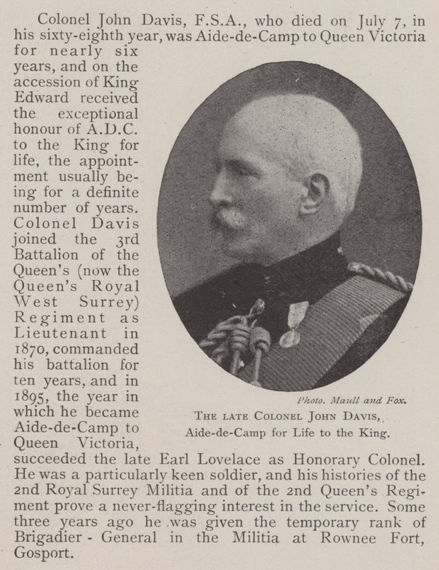 Den afdøde oberst John Davis, Aide-de-Camp for Life til kongen af English Photographer