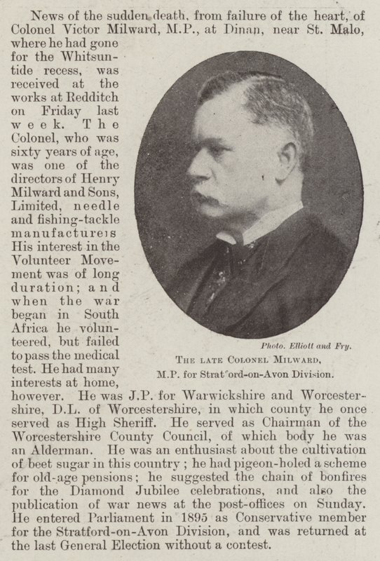 Den afdøde oberst Milward, MP for Stratford-on-Avon Division af English Photographer