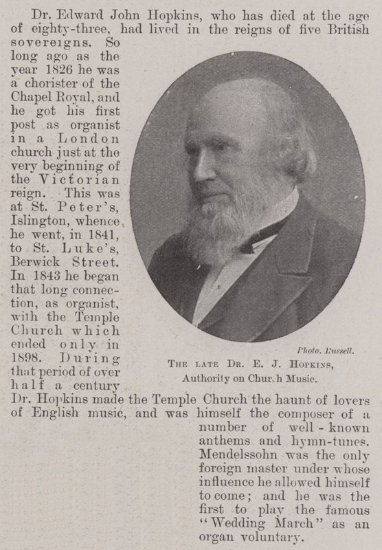 Den afdøde Dr E J Hopkins, Authority on Church Music af English Photographer