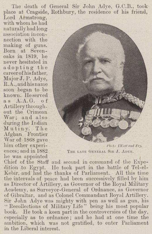 Den afdøde general Sir J Adye af English Photographer
