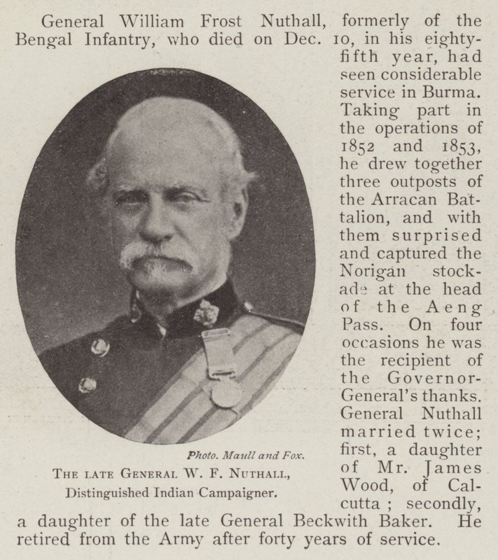 Den afdøde general W F Nuthall, fremtrædende indisk kampagneleder af English Photographer