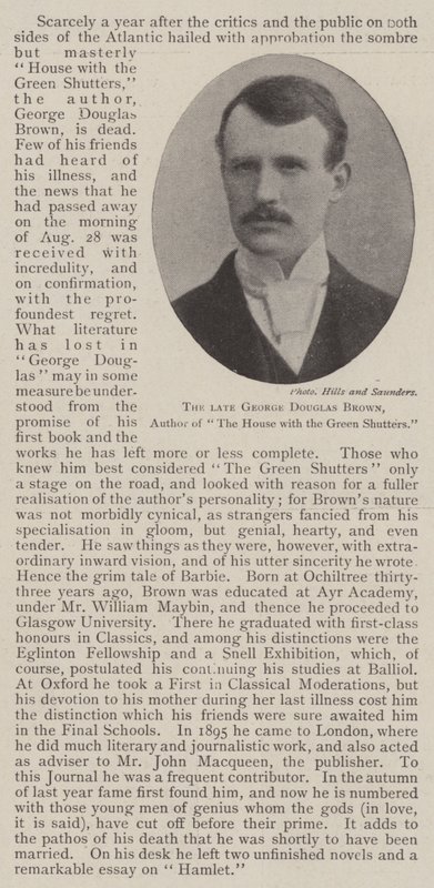 Den afdøde George Douglas Brown, forfatter til Huset med de grønne skodder af English Photographer