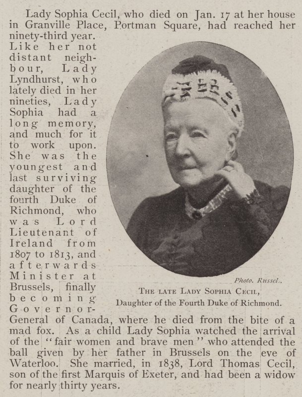 Den afdøde Lady Sophia Cecil, datter af den fjerde hertug af Richmond af English Photographer