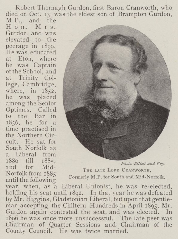 Den afdøde Lord Cranworth, tidligere MP for South og Mid-Norfolk af English Photographer