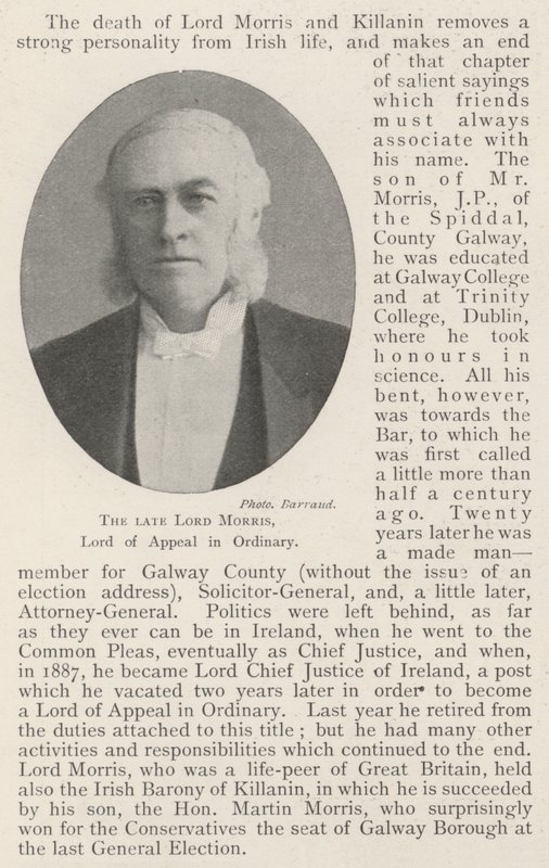 Den afdøde Lord Morris, Lord of Appeal in Ordinary af English Photographer