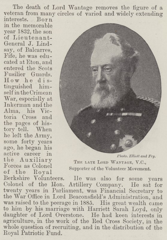 Den afdøde Lord Wantage, VC, Tilhænger af Frivilligbevægelsen af English Photographer