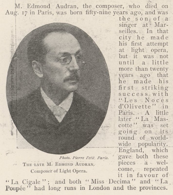 Den afdøde M Edmond Audran, Komponist af Light Opera af English Photographer