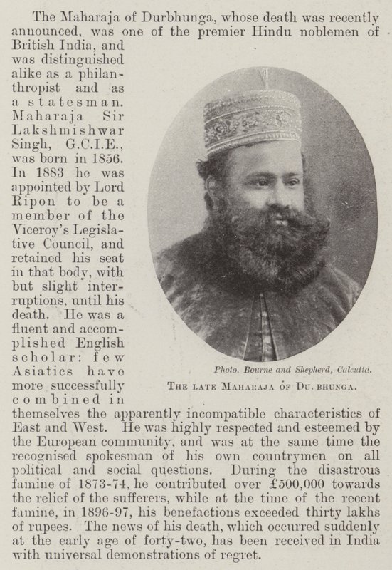 Den afdøde Maharaja af Durbhunga af English Photographer