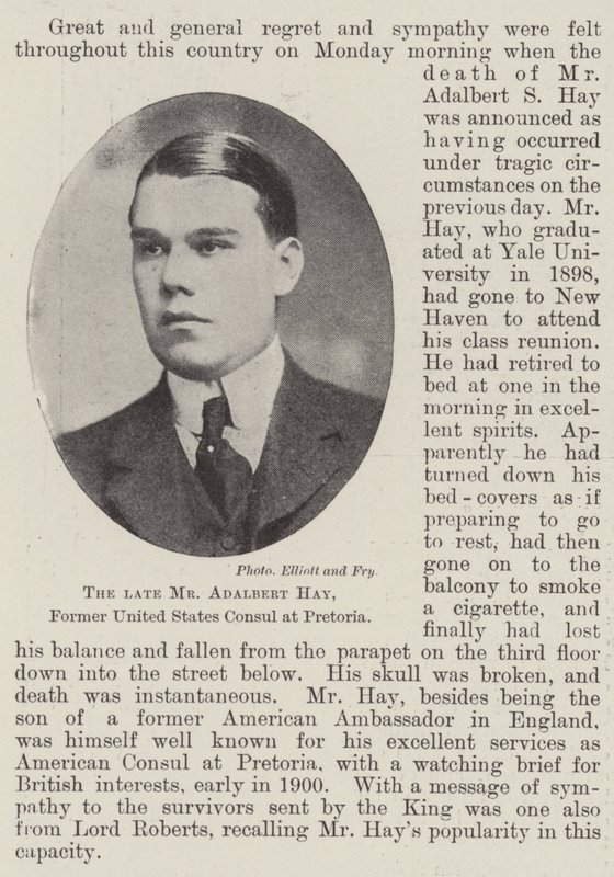 Afdøde hr. Adalbert Hay, tidligere amerikansk konsul i Pretoria af English Photographer