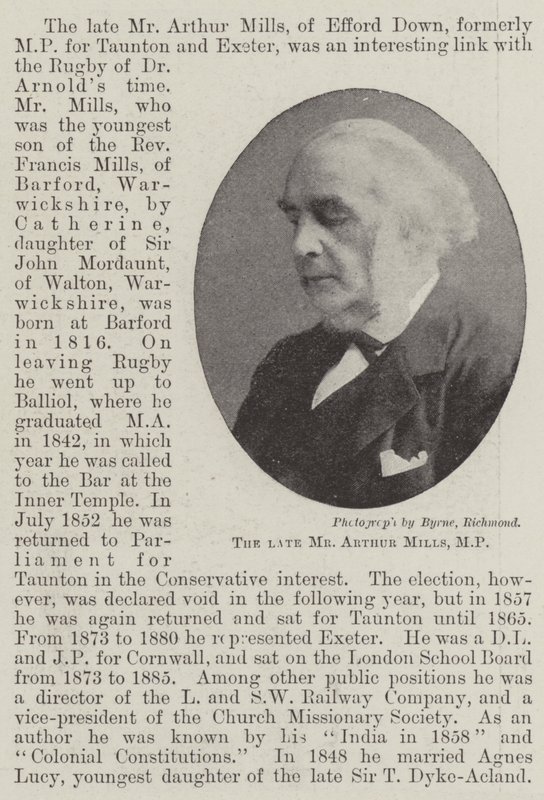 Den afdøde hr. Arthur Mills, MP af English Photographer