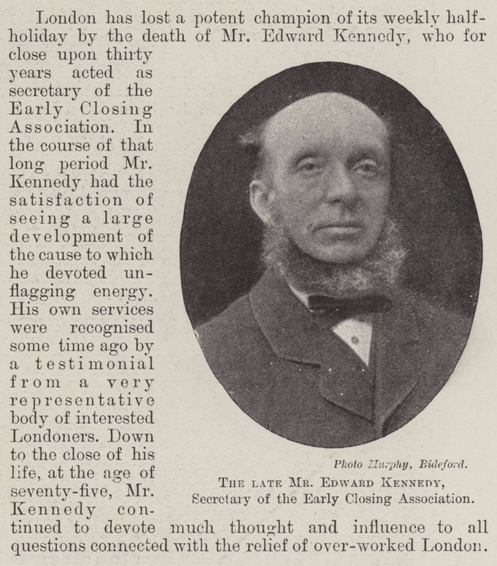 Afdøde Edward Kennedy, sekretær for Early Closing Association af English Photographer
