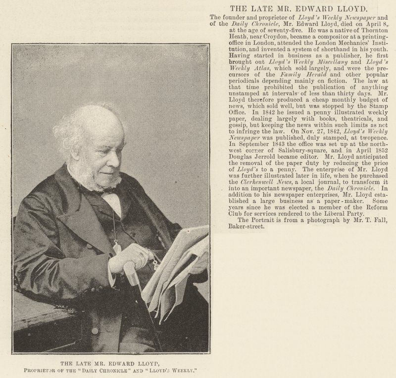 Afdøde hr. Edward Lloyd, indehaver af Daily Chronicle og Lloyds Weekly af English Photographer
