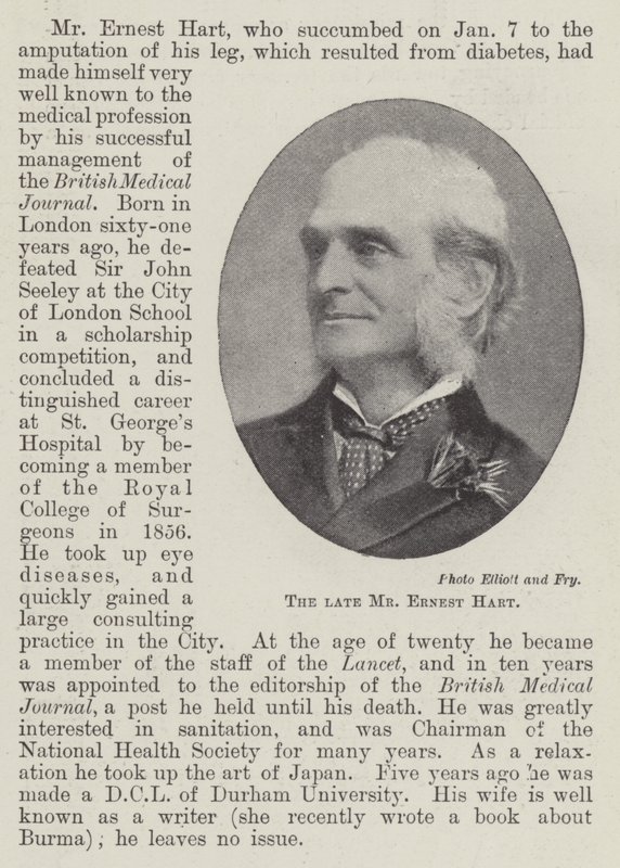 Den afdøde hr. Ernest Hart af English Photographer