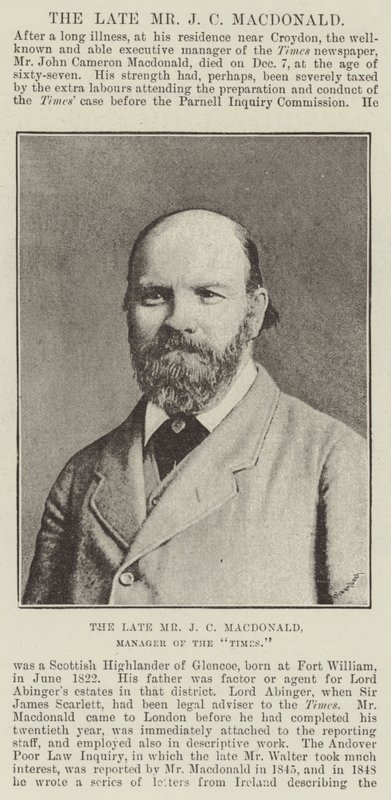 Den afdøde hr. J. C. Macdonald, leder af Times af English Photographer
