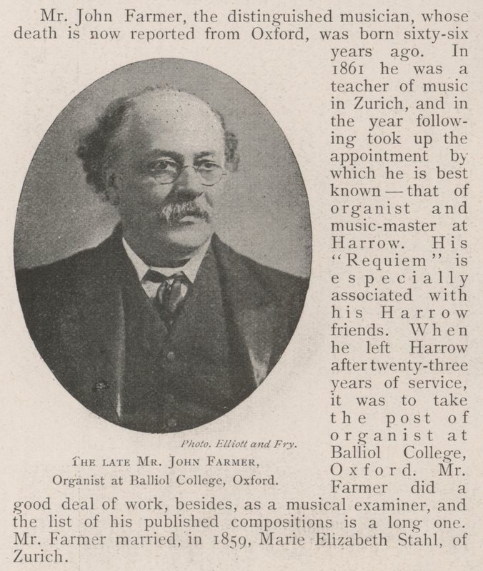 Afdøde Mr John Farmer, organist ved Balliol College, Oxford af English Photographer