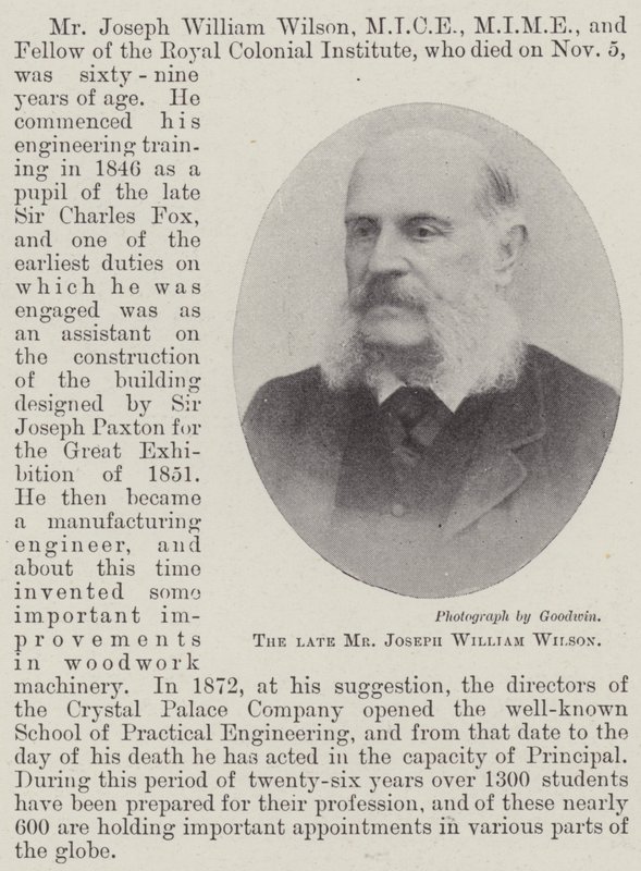Den afdøde hr. Joseph William Wilson af English Photographer