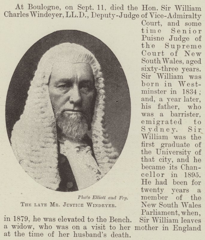 Afdøde hr. Justice Windeyer af English Photographer