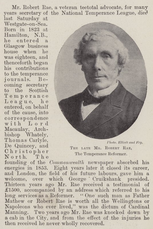 Den afdøde hr. Robert Rae, Temperance Reformer af English Photographer