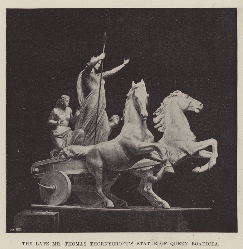 Den afdøde hr. Thomas Thornycrofts statue af dronning Boadicea af English Photographer