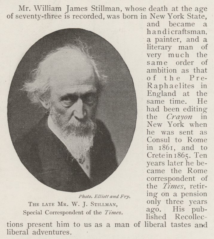 Den afdøde hr. W J Stillman, Special Correspondent of the Times af English Photographer