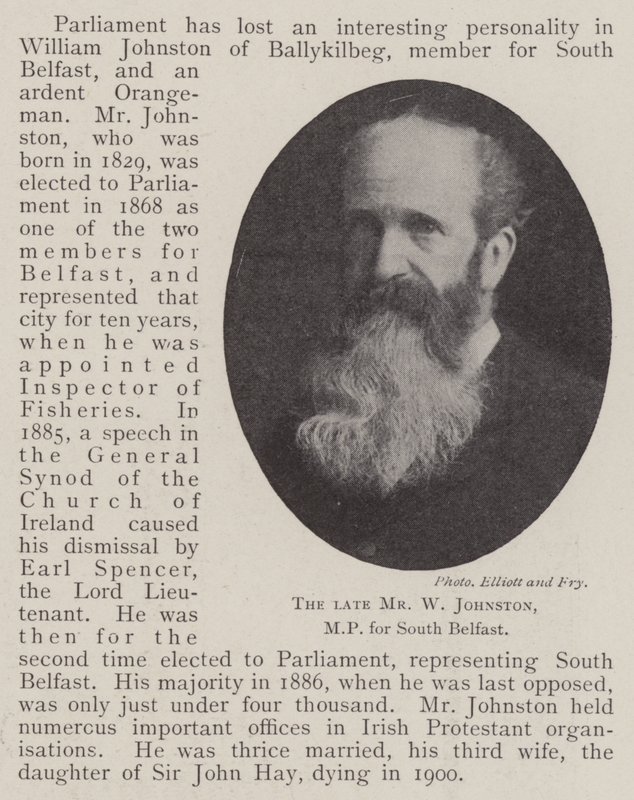 Den afdøde hr. W Johnston, MP for South Belfast af English Photographer