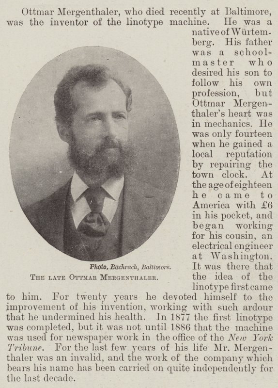 Afdøde Ottmar Mergenthaler af English Photographer