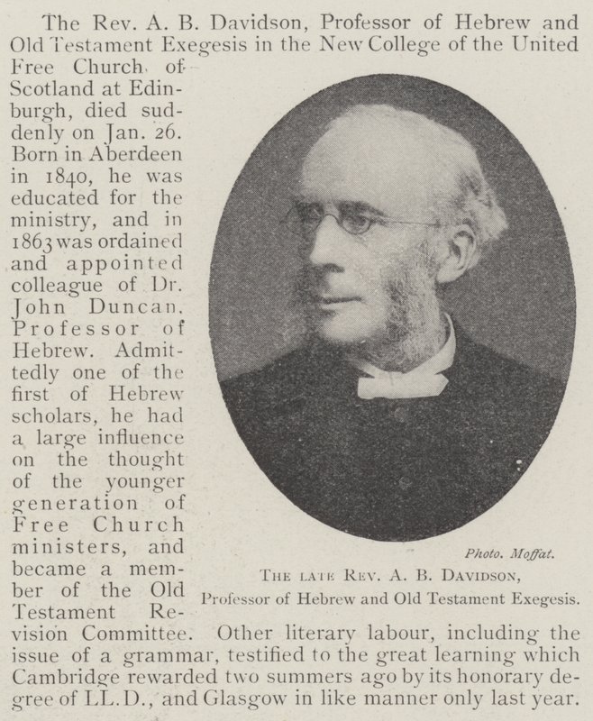 Den afdøde pastor A B Davidson, professor i hebraisk og Gamle Testamentes eksegese af English Photographer