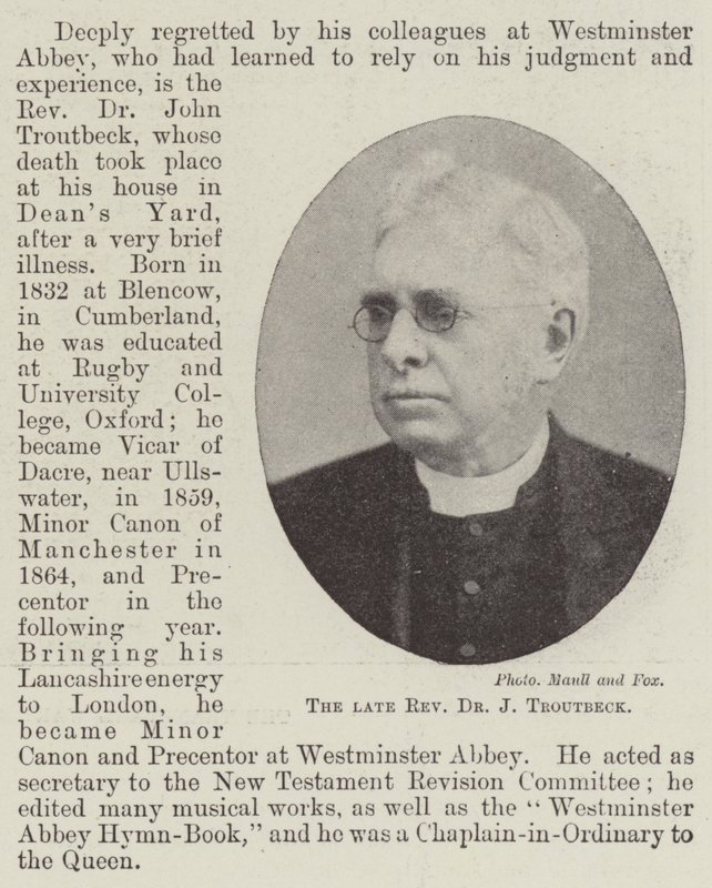 Den afdøde pastor dr. J. Troutbeck af English Photographer
