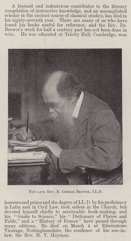 Den afdøde pastor E Cobham Brewer, LLD af English Photographer