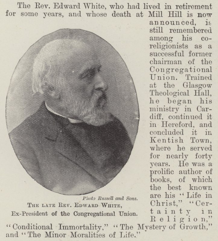Den afdøde pastor Edward White, tidligere præsident for Congregational Union af English Photographer