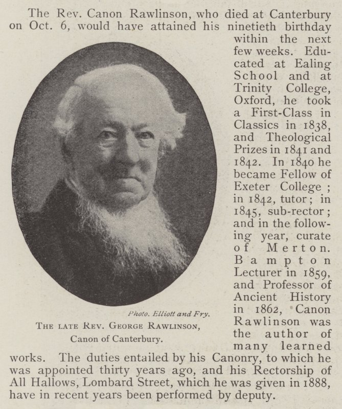 Den afdøde pastor George Rawlinson, kanon af Canterbury af English Photographer