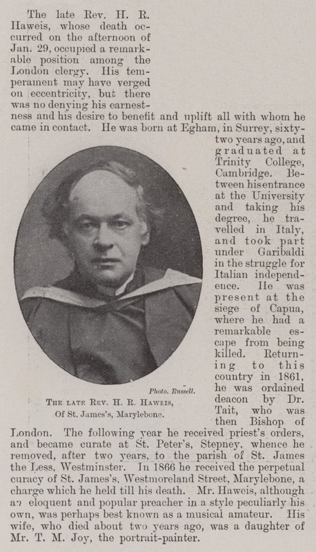 Den afdøde pastor HR Haweis fra St Jamess, Marylebone af English Photographer