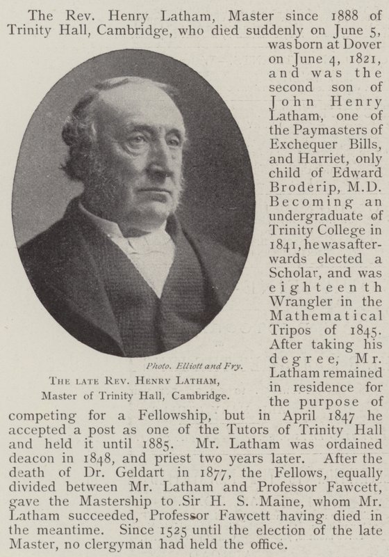 Afdøde pastor Henry Latham, Master of Trinity Hall, Cambridge af English Photographer
