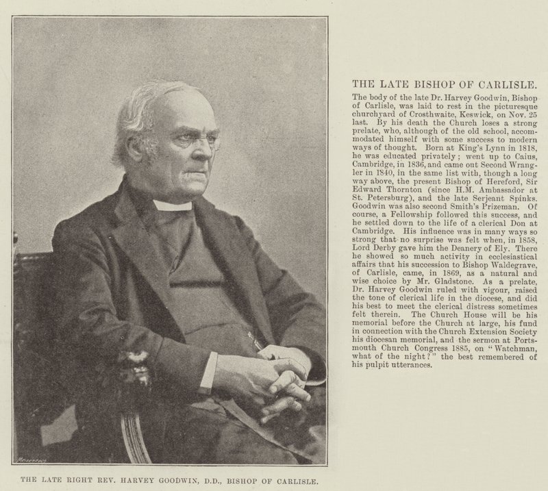 Den afdøde højre pastor Harvey Goodwin, DD, biskop af Carlisle af English Photographer