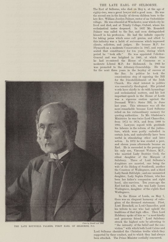 Den afdøde Roundell Palmer, First Earl of Selborne, PC af English Photographer