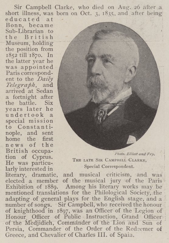 Afdøde Sir Campbell Clarke, særlig korrespondent af English Photographer